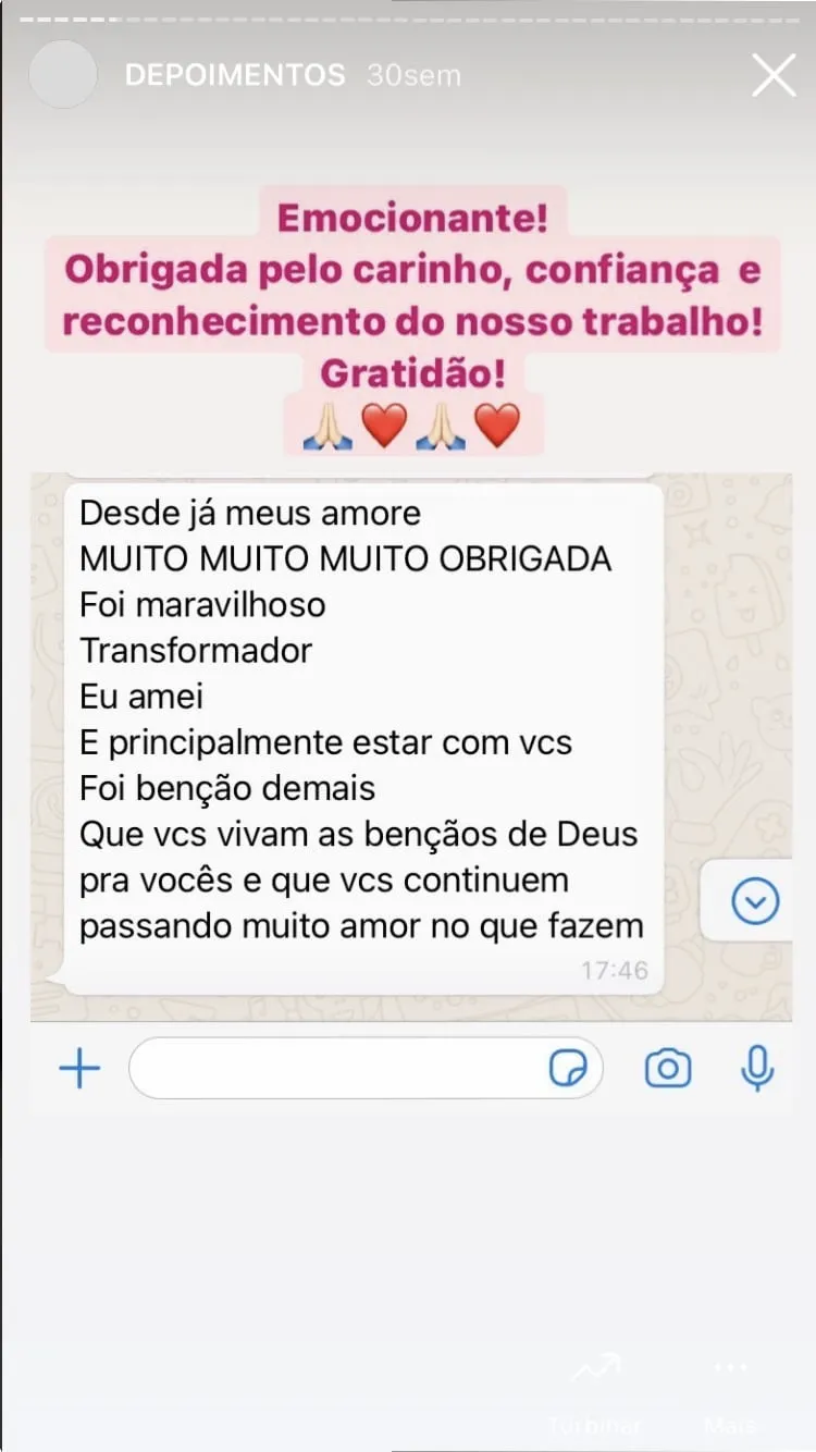 Mensagem de cliente agradecendo pela consultoria, print 1 de 24