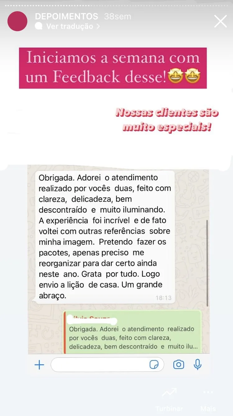 Mensagem de cliente agradecendo pela consultoria, print 8 de 24