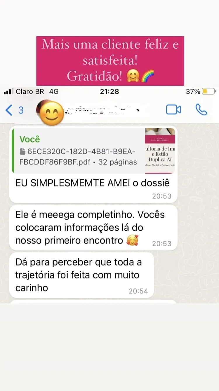 Mensagem de cliente agradecendo pela consultoria, print 15 de 24