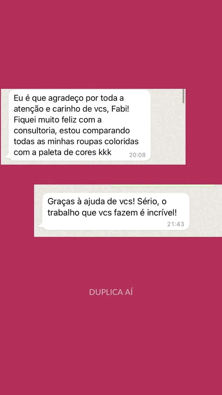 Mensagem de cliente agradecendo pela consultoria, print 21 de 24
